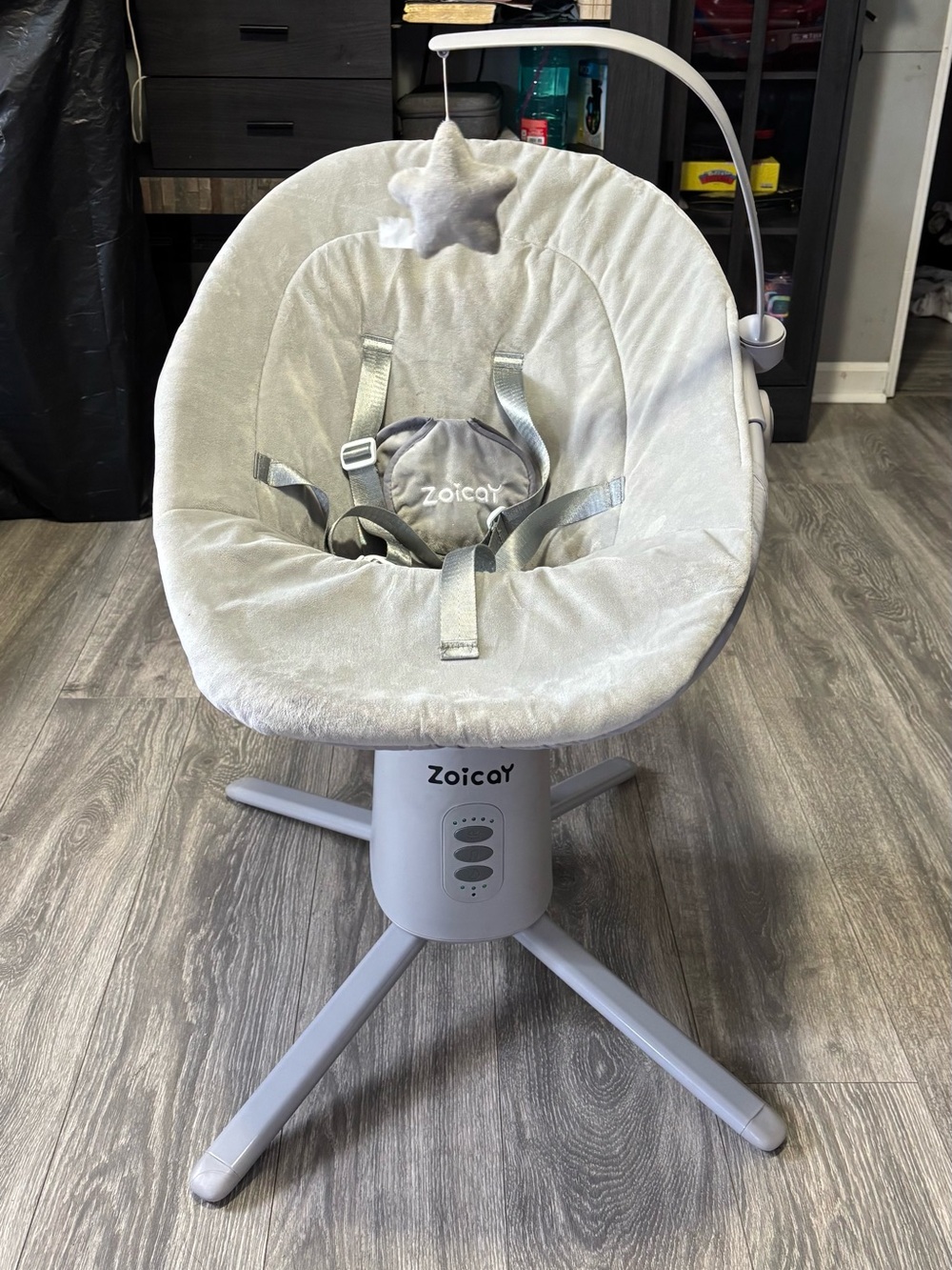 Light Gray Plush Baby Swing Seat Cover
